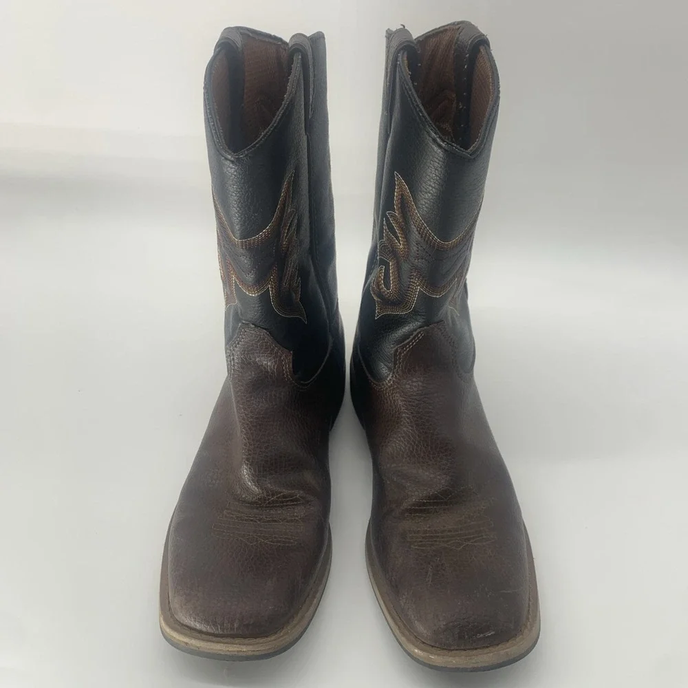 BOYS'  WORK Cowboy  WESTERN BOOTS - SQUARE TOE Youth Size 3 Magellan Outfitters